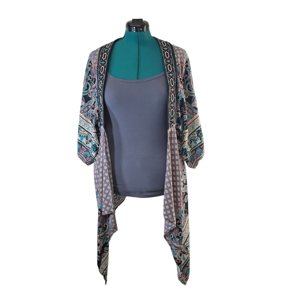 Flying Tomato Kimono Open Front Paisley Print Bohemian‎ Cardigan Medium/Large